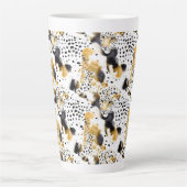 Tasse Latte Poster de animal Léopards d'or jaune noir (Devant)
