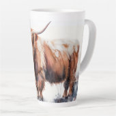 Tasse Latte Poster de l'aquarelle de la vache Highland (Angle droit)