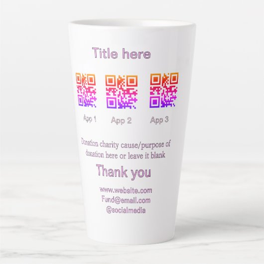 Tasse Latte Pot de collecte de dons ajoutez votre nom de code (Devant)