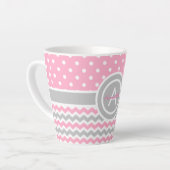 Tasse Latte Pot rose Gris Poka Chevron (Angle gauche)