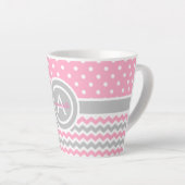 Tasse Latte Pot rose Gris Poka Chevron (Angle droit)