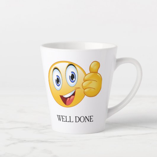 Tasse Latte Pouce vers le haut Emoji bien fait visage souriant (Droite)