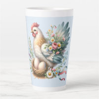 Poule florale avec charme vintage de ferme