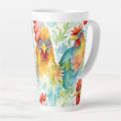 Tasse Latte Poulet d'aquarelle de ferme mignonne (Angle droit)