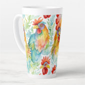 Tasse Latte Poulet d'aquarelle de ferme mignonne (Angle gauche)