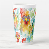 Tasse Latte Poulet d'aquarelle de ferme mignonne (Devant)