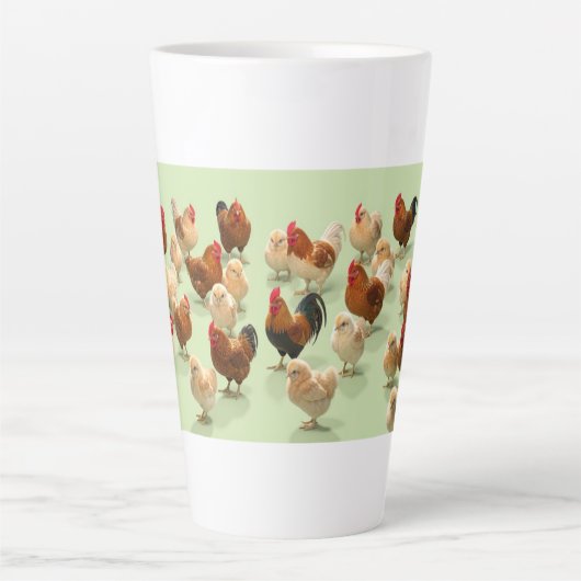 Tasse Latte Poulet sur fond vert clair (Devant)