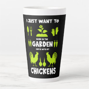 Tasse Latte Poulets Et Jardinage