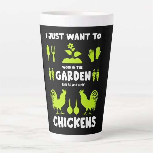 Tasse Latte Poulets Et Jardinage (Devant)