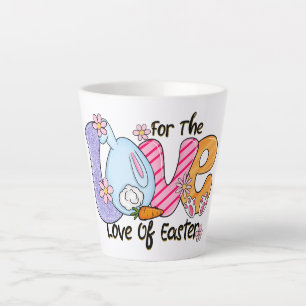 Tasse Latte Pour l'Amour de Pâques - Mignons lapins et oeufs