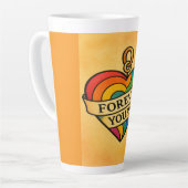 Tasse Latte Pour toujours votre coeur d'amour coloré (Angle gauche)