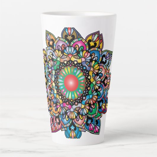 Tasse Latte Pourcentage de modèle floral (Devant)