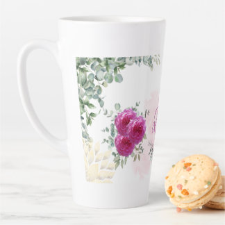 Tasse Latte Poussée en latte de mariée - Roses, colombes et am