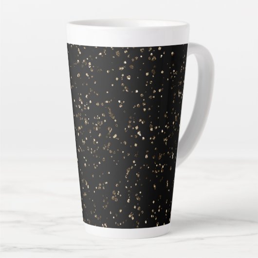 Tasse Latte Poussière Parties scintillant or sur noir (Angle droit)
