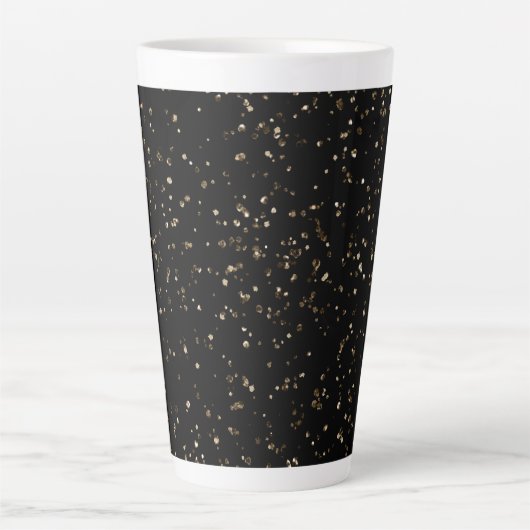 Tasse Latte Poussière Parties scintillant or sur noir (Devant)
