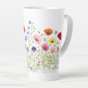 Tasse Latte Prairie de fleurs sauvages avec des floraisons aqu