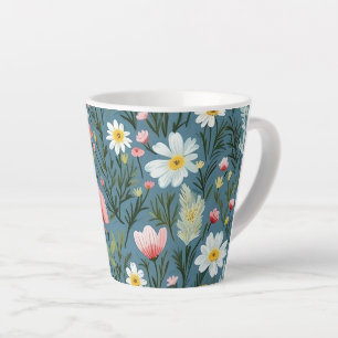 Tasse Latte Prairie de Fleurs Sauvages Bleues Motif Floral Cot