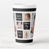 Tasse Latte Première Fête des pères 5 Photo Collage noir blanc (Devant)
