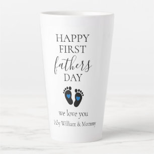 Tasse Latte Première Fête des pères - Empreintes bébé et Coeur
