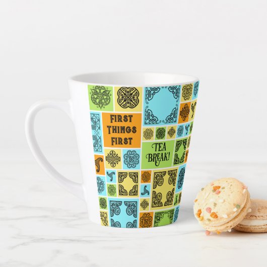 Tasse Latte Premières Choses Première Pause Thé! Drôle Orange (En situation)
