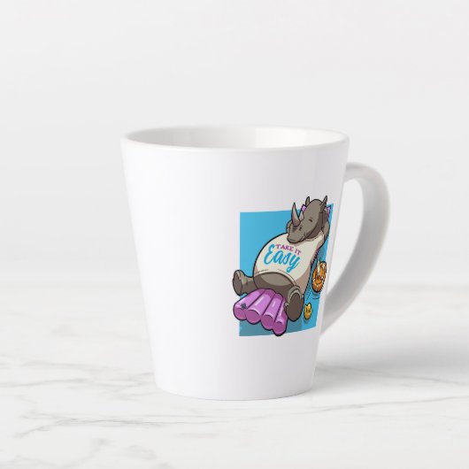 Tasse Latte Prenez-Le Facile Relaxant Rhino Drôle Piscine Cart (Angle droit)