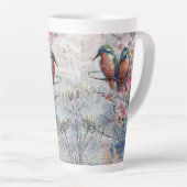 Tasse Latte Pretty Painted Kingfish and Flowers (Angle droit)