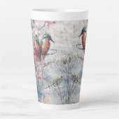 Tasse Latte Pretty Painted Kingfish and Flowers (Devant)