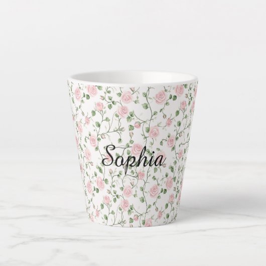 Tasse Latte Pretty Pink Roses Floral   (Devant)