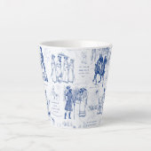 Tasse Latte Pride and Prejudice Blue Toile Quotes (Devant)