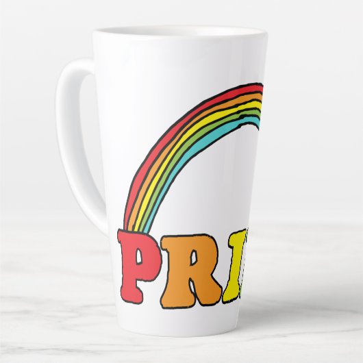 Tasse Latte Pride text and Rainbow (Angle gauche)