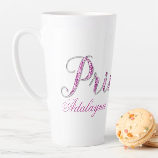 Tasse Latte Princesse personnalisée Sparkle Rose Diamond (En situation)