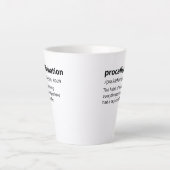 Tasse Latte Procaffination Funny Dictionnaire Définition (Devant)