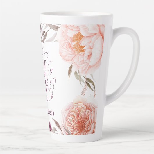 Tasse Latte professeur mignon rose floral élégant (Droite)
