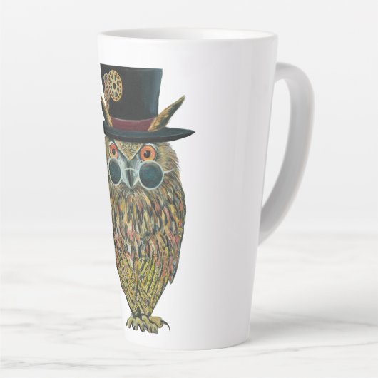 Tasse Latte Professeur Owl Le Dapper Avian Scientifique (Angle droit)