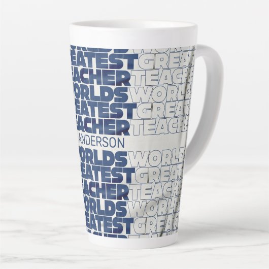 Tasse Latte Professeur rétro moderne bleu rouge stylisé typogr (Angle droit)