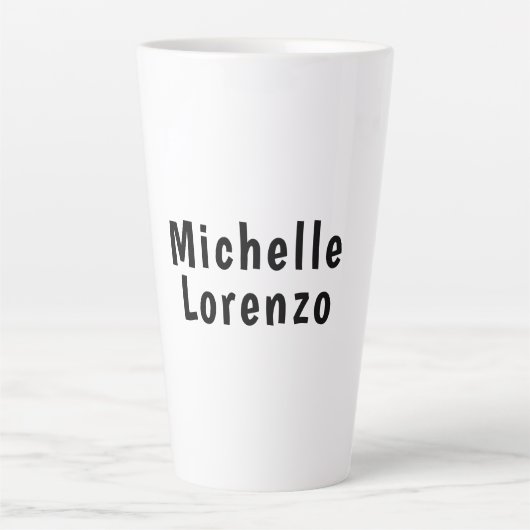Tasse Latte Professionnel Moderne Simple Clair Nom Noir Blanc (Devant)