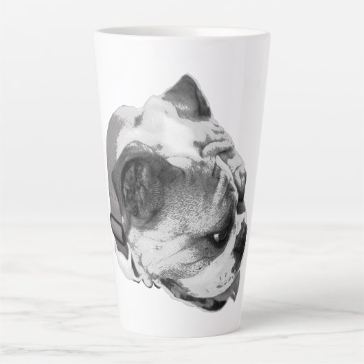 Tasse Latte Profil de bouledogue classique avec une touche mod (Devant)