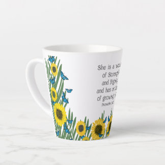 Tasse Latte Proverbes 31:25 Papillons chrétiens religieux