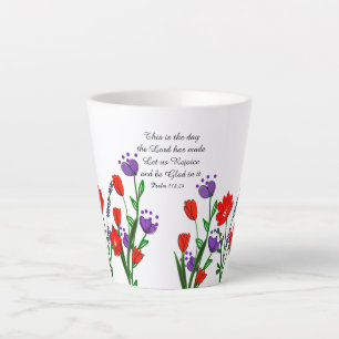 Tasse Latte Psaume 118:24 Verse chrétien religieux Floral