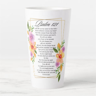 Tasse Latte Psaume 121 Cadre géométrique floral