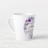 Tasse Latte Psaume 23:6 Inspirationnel Bible Verse Floral Viol (Angle gauche)