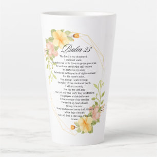 Tasse Latte Psaume 23 Écriture Bible Cadre Floral Jaune