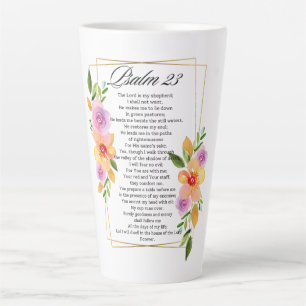 Tasse Latte Psaume 23 Ecriture de cadre floral géométrique
