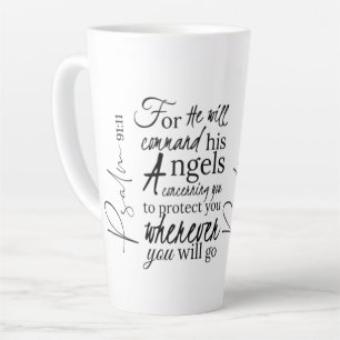 Tasse Latte Psaume 91 Protection des anges Écriture chrétien