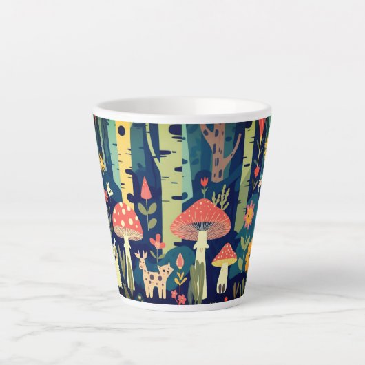 Tasse Latte Psycheldelic forest design (Devant)