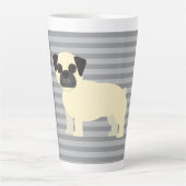 Tasse Latte Pug Gray Lined (Devant)