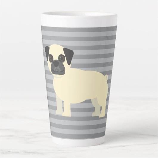 Tasse Latte Pug Gray Lined (Devant)