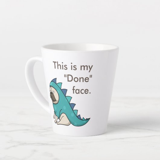 Tasse Latte Pugasaurus est "Fait" Carlin drôle (Angle gauche)