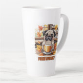 Tasse Latte Pugkin Spice Latte – Cute Autumn Pug Coffee Design (Angle droit)