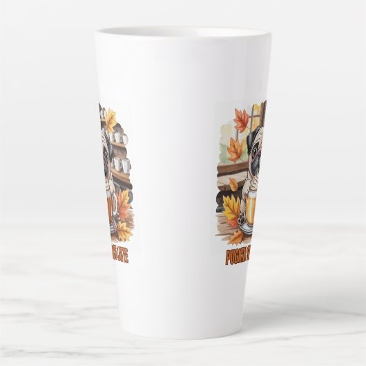 Tasse Latte Pugkin Spice Latte – Cute Autumn Pug Coffee Design (Devant)